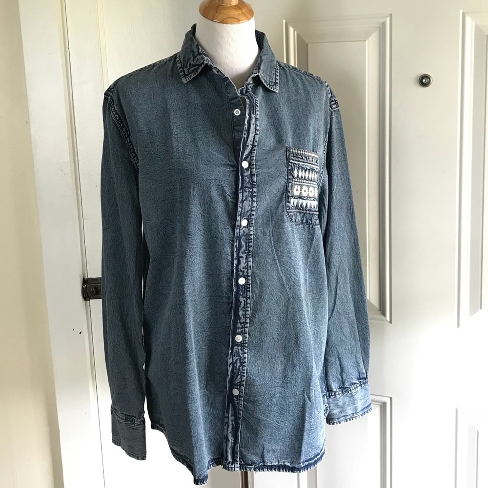 Pop Icon denim button down shirt